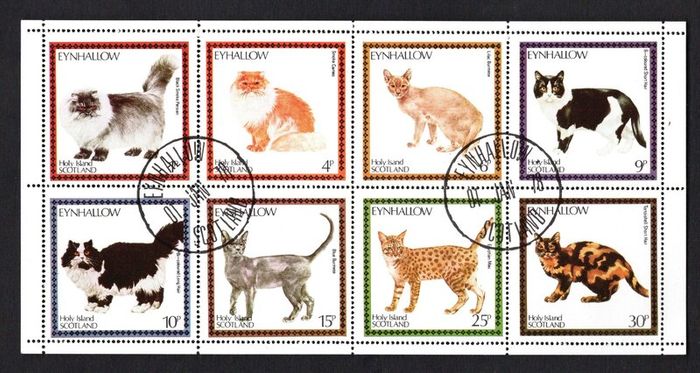 1978 Scotland Holy Islands Cats (Cinderella Stamps) miniature sheet showing Fine Used