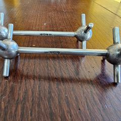 Antique Pair Solid Sterling Silver Knife Rests, Christopher Dresser Style Hallmarked