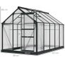 6 x 10ft Polycarbonate Greenhouse, Large Walk-In Green House with Slide Door and Window, Garden Plants Grow House with Aluminium Frame and Foundation, Grey Image 2