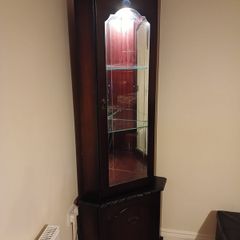 Glass Corner Cabinet with light