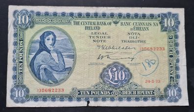 Ireland 1973 Lady Lavery 10 Pound  Banknote