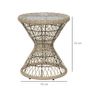 Coffee Table Side Table Boho Design, Glass Top, PE Rattan, 45 cm x 45 cm x 52 cm, Natural Image 2