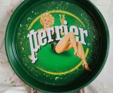 Perrier vintage tin tray