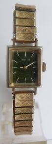 Vintage  Ladies  Gold Plated TISSOT Swiss Made Mechanical Square Tank Watch (works well)
