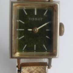 Vintage  Ladies  Gold Plated TISSOT Swiss Made Mechanical Square Tank Watch (works well)