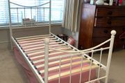 White Metal Single Bed Frame (without mattress)