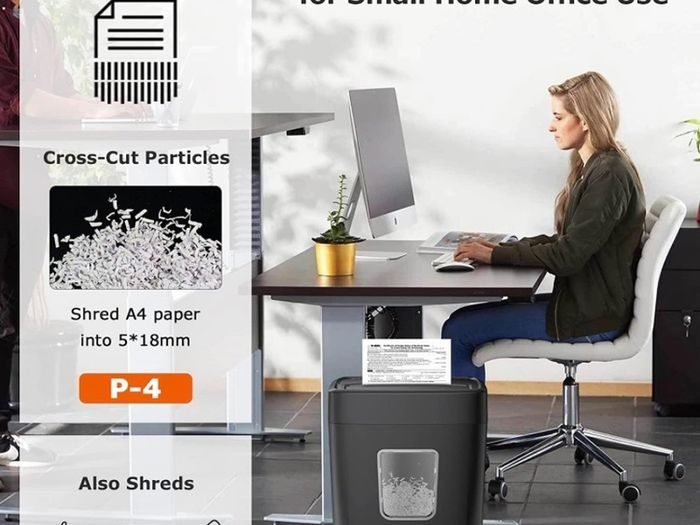 8 Sheet Cross Cut Paper Shredder, Shredder Shred Credit Cards/Staples/Clips for Small Home Office Use, Portable Handle Design with 16L Wastebasket (FREE POSTAGE)