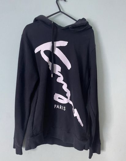 KENZO Paris Signature Script Logo Black Hoodie - Size S