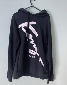 KENZO Paris Signature Script Logo Black Hoodie - Size S