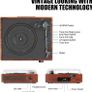 SPRING SALE | Bluetooth Record Player Belt-Driven 3-Speed Turntable, Vintage Vinyl Record Players Built-in Stereo Speakers, with Headphone Jack/Aux Input/RCA Line Out, Wooden Image 5