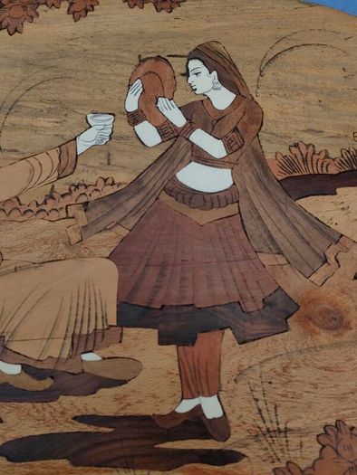 2 X Vintage Indian Rosewood Marquetry panels