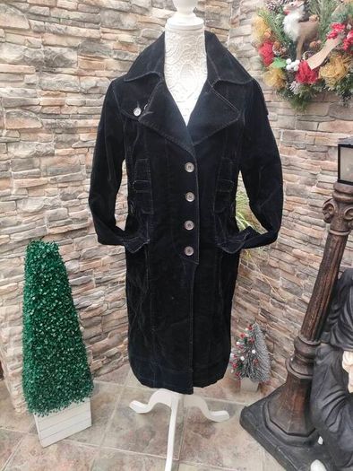 Steilmann black corduroy overcoat size 12 Postage included