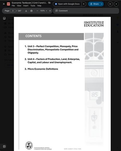 Leaving Cert Economics Institute Notes