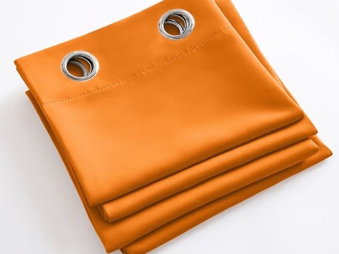 Blackout Curtains Orange Eyelet 2 Panels 46x90 in  Thermal insulated blackout fabric for bedrooms and living rooms; helps block light and reduce heat.