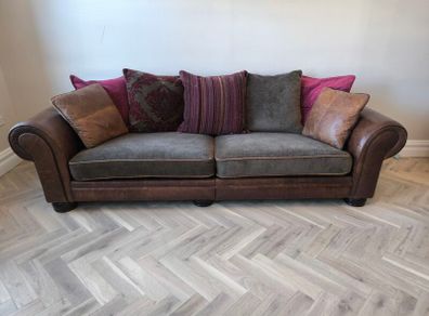 Large 4 Seater Sofa Genuine Leather Fabric Caseys Furniture