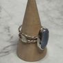 Handmade sterling silver double twist band with blue sea glass. Size Q Image 3