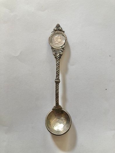 Antique Portuguese Silver Coin Souvenir Spoon