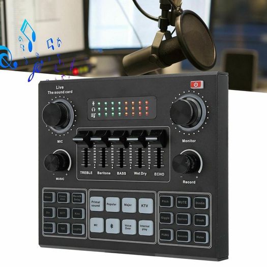 New Pro Sound Card, Multifunctional Live Sound Card, V Bluetooth Sound Card Stereo Audio Mixer for Computer Game Mobile Phone Live Broadcast, for Computer Game, Mobile Phone ,Live Broadcast