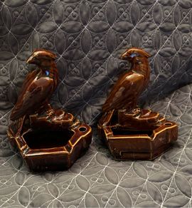 A Pair of Ceramic Bird Ashtrays