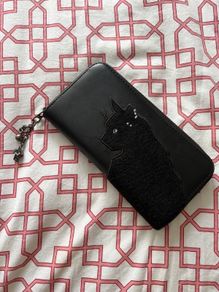 Womens black cat wallet