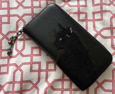 Womens black cat wallet