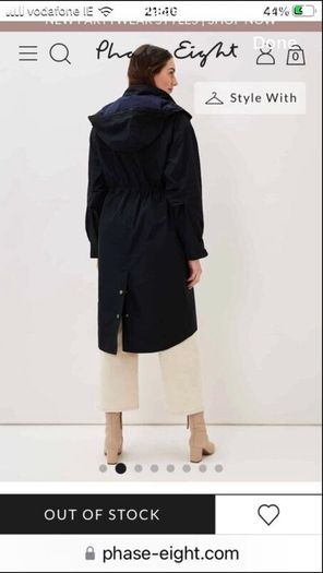 Ridiculously priced Phase-eight navy parka coat, size 26. Great investment