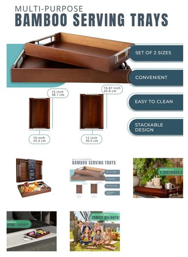 Brand new serving tray set. Bamboo. Brand new