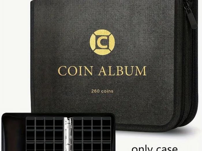 Coin Collection Holder For Collectors, 260 Pockets Coins Collecting Album With Zipper And Handle. Coin Display Storage Case For Money Currency Collection  (Box/folder Only) no coin slots transparent , u have to get them separatly