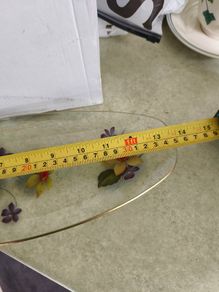 Vintage from the 1960s Chance Glass mid century pretty transfer printed oblong Glass