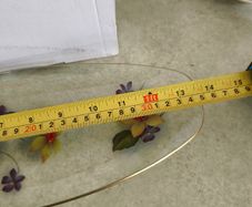 Vintage from the 1960s Chance Glass mid century pretty transfer printed oblong Glass