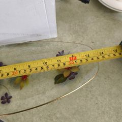 Vintage from the 1960s Chance Glass mid century pretty transfer printed oblong Glass
