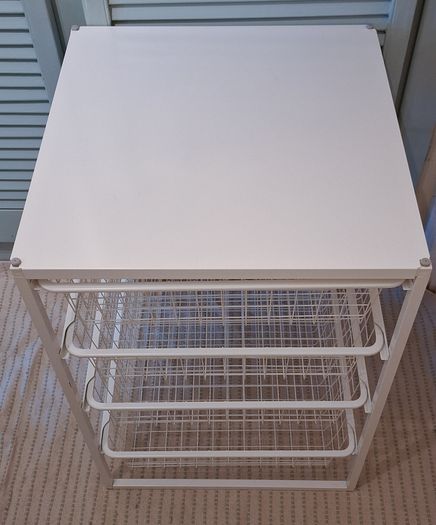Jonaxel 4 x Wire Basket Roller Chest Drawer Storage White with Tabletop