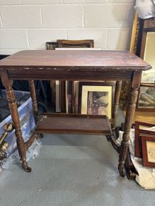 Victorian Mahogany Two Tier Side Table Lamp Table on Castors c.1880 to 1900