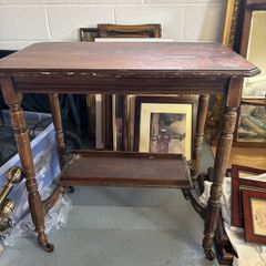 Victorian Mahogany Two Tier Side Table Lamp Table on Castors c.1880 to 1900
