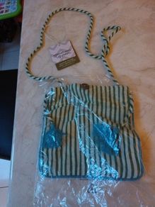 Swedish Natural Fabrics Small Bag Green/White Strap.  B.N.W.T.