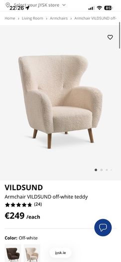 Armchair VILDSUND off-white teddy
