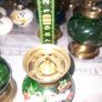 3 Beautiful Old Green Glass Oil Lamps, Postage Available Image 8