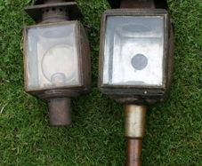 Antique Vintage Pair of Buggy Carriage Lamp Candle Lanterns