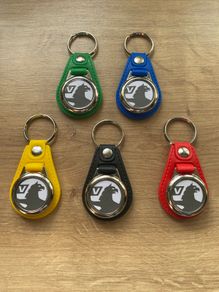 Brand new synthetic leather Vauxhall key ring with shopping trolley token/coin