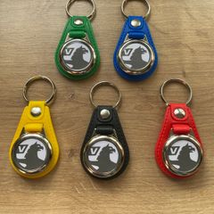Brand new synthetic leather Vauxhall key ring with shopping trolley token/coin