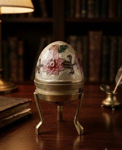 Vintage 1970's Cloisonne/Enamel Brass Egg Trinket Box