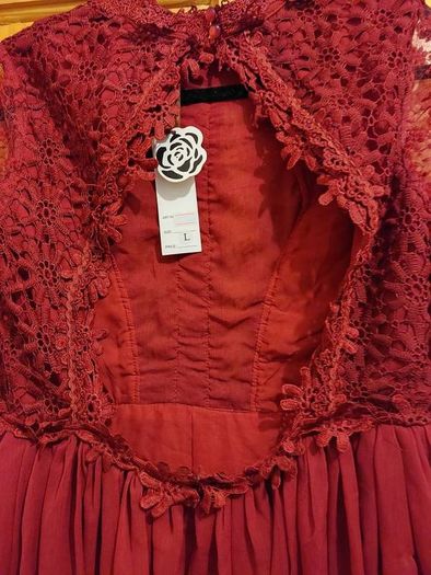 Red lace backless mini dress (free postage)
