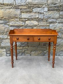 Victorian Pine Side Table with Gallery Back.