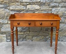 Victorian Pine Side Table with Gallery Back.