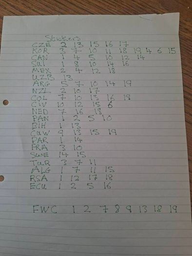 world cup stickers looking for my last 2 to fill book MAR 4 and CIV 7 the photos has a list of my swaps