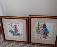 2 x vintage framed peter rabbit pictures