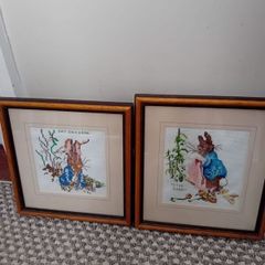 2 x vintage framed peter rabbit pictures