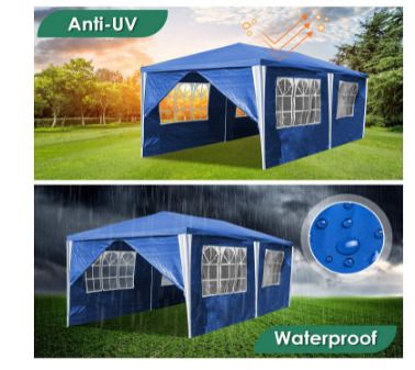 3 x 6 m Gazebo  Party Garden Beer Tent Waterproof Marquee with 6 Side Panels, White
