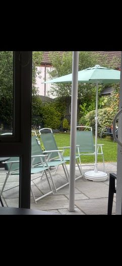 garden table and chair etc sage green