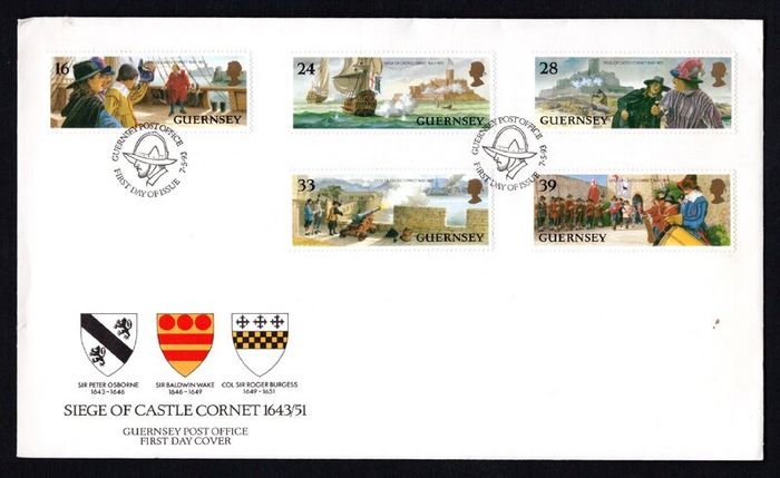 1993 Guernsey 350th Anniversary of Siege of Castle Cornet Commemorative Stamps Official First Day Cover (FDC)